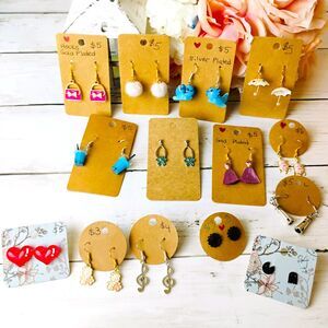 14 NEW Earring Reseller Lot/Bundle Novelty Funky Pac-Man, Tassels, Drink, Turtle
